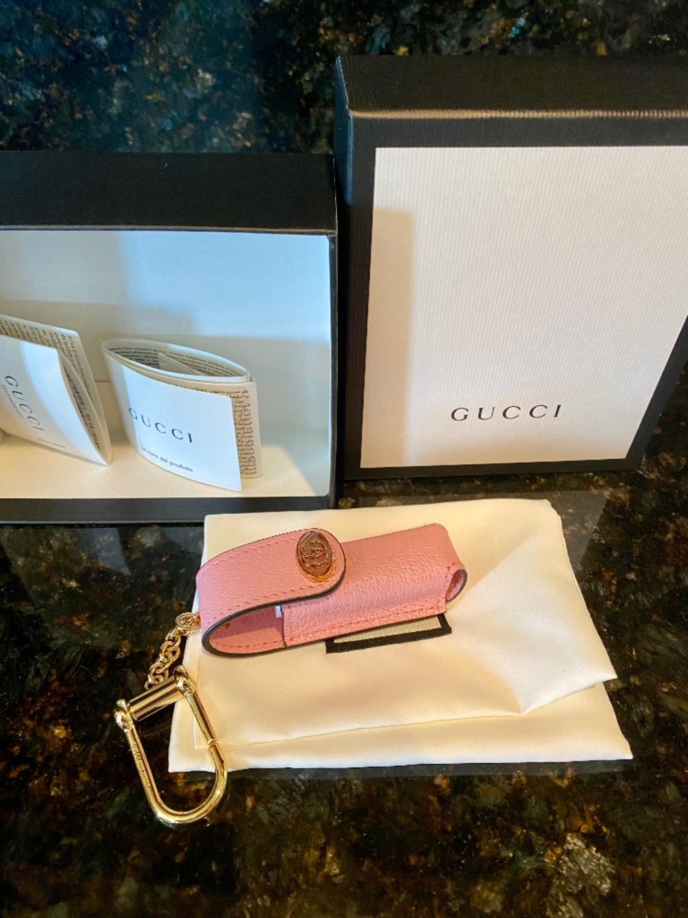 NWT GUCCI Leather Key Chain Lipstick Holder